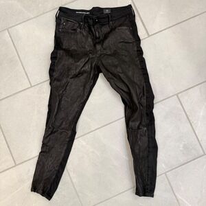 AG Adriano Goldschmied Farrah Skinny Ankle High Rise Coated Jeans Black 32R